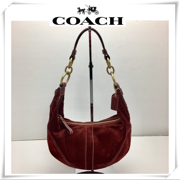 Coach Handbags - Coach Burgundy Red Suede Hobo Bags
